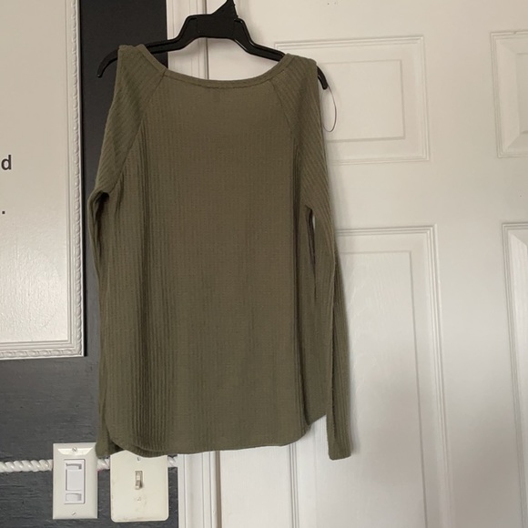 SELF E waffle knit green sweater size XS - Picture 2 of 2